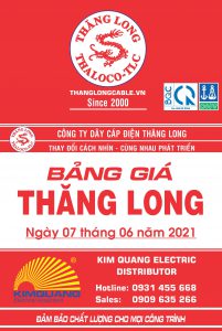 Bảng giá dây cáp điện Thăng Long 6-2021