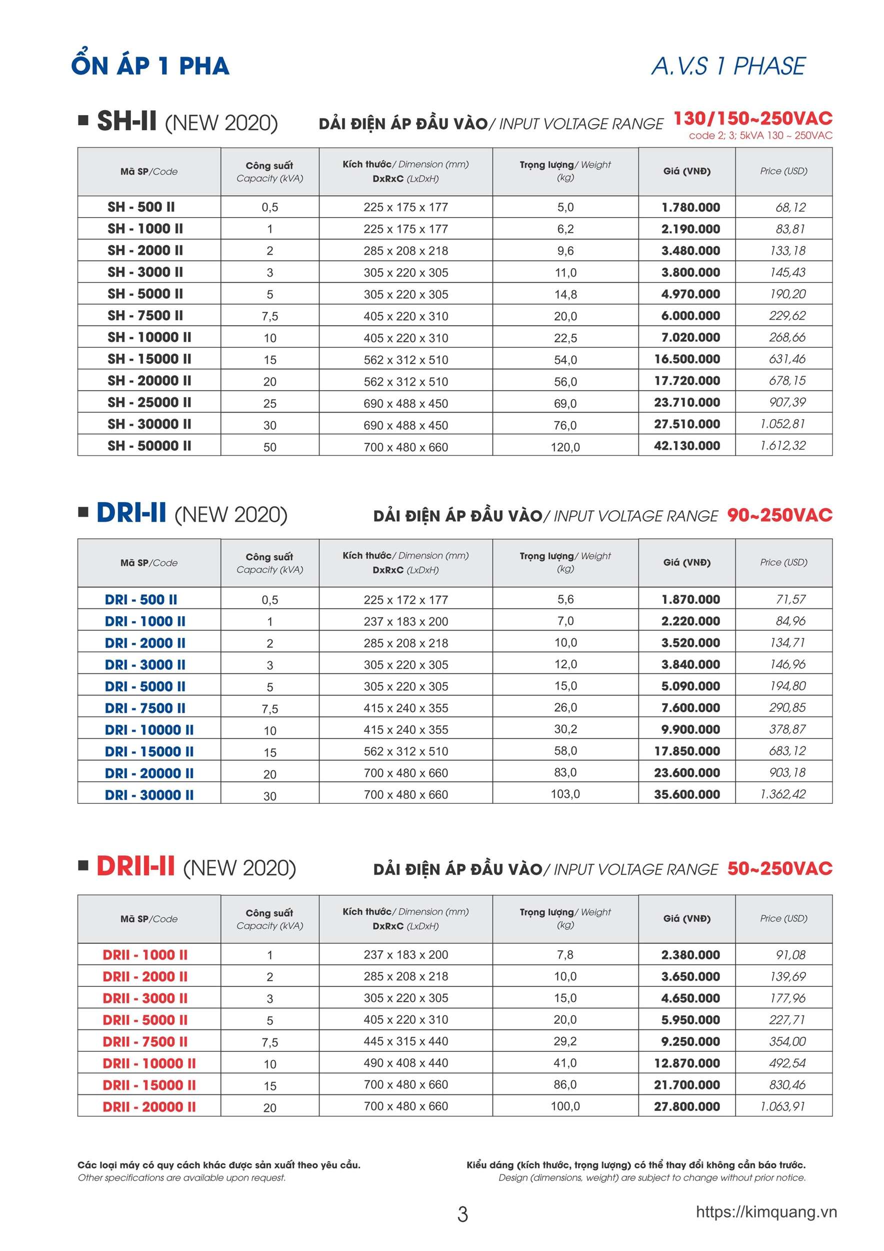 Bảng giá ổn áp Lioa mới nhất 2026 dùng cho đại lý